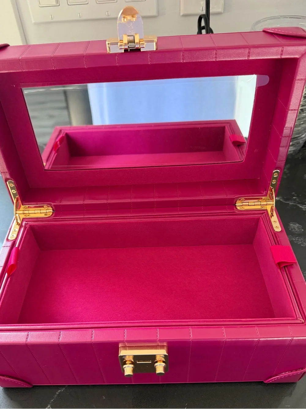 Pink Structured Jewelry Case with Gold Lock